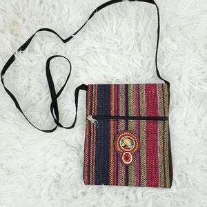 HANDMADE~Bead Embroidered Crossbody Bag Red/Blue